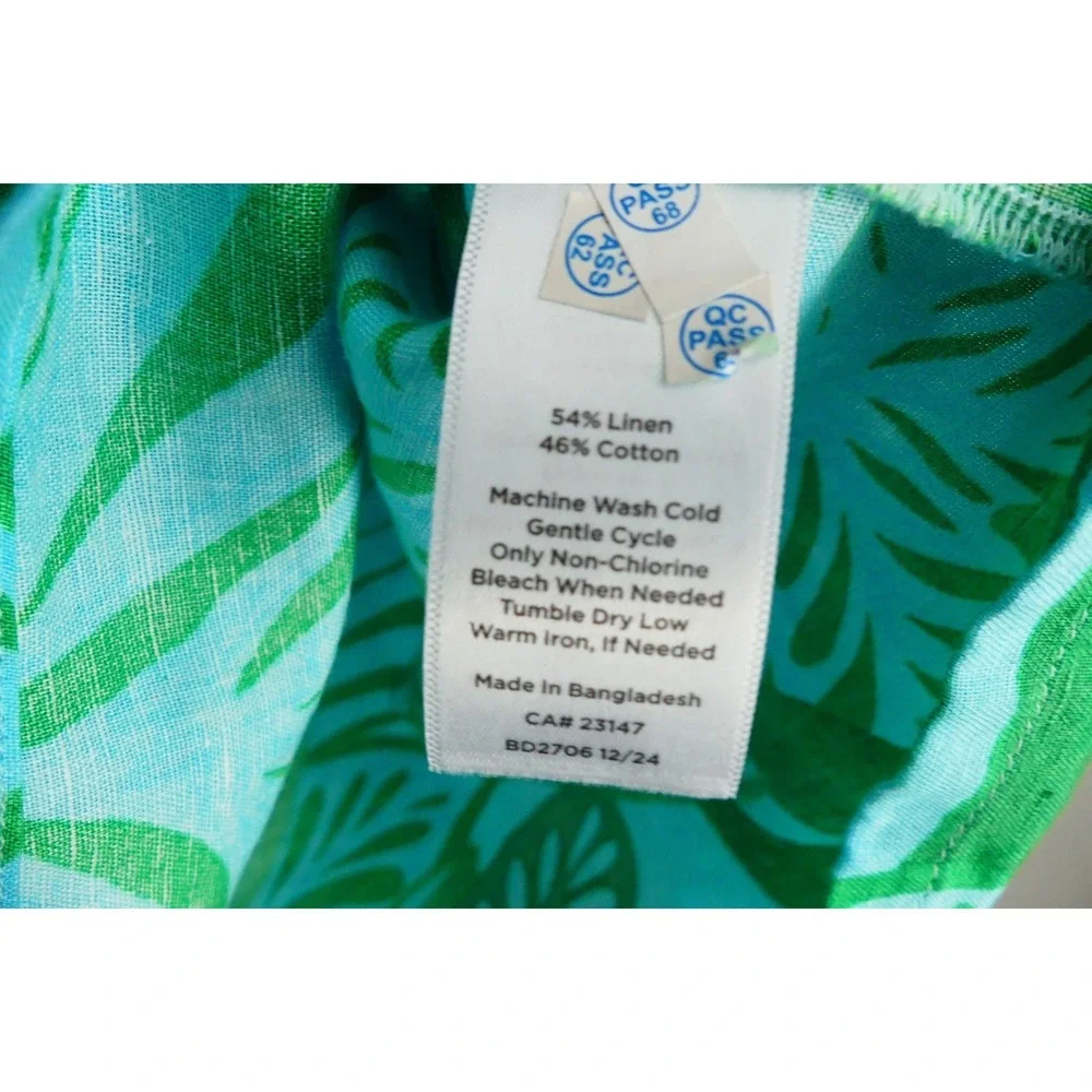 Talbots Linen Blend Tropical Print Shift Dress XS Ruffle Sleeve Summer Beach - Picture 4 of 6